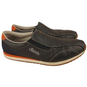 RIEKER men's slip on leather sneakers walking loafers Navy shoes Size 41
